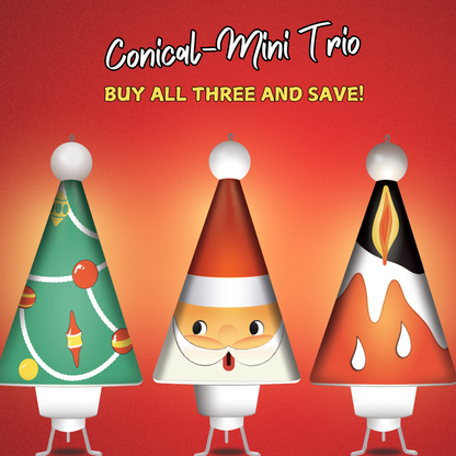 Conical-Mini Christmas Tree Ornament TRIO