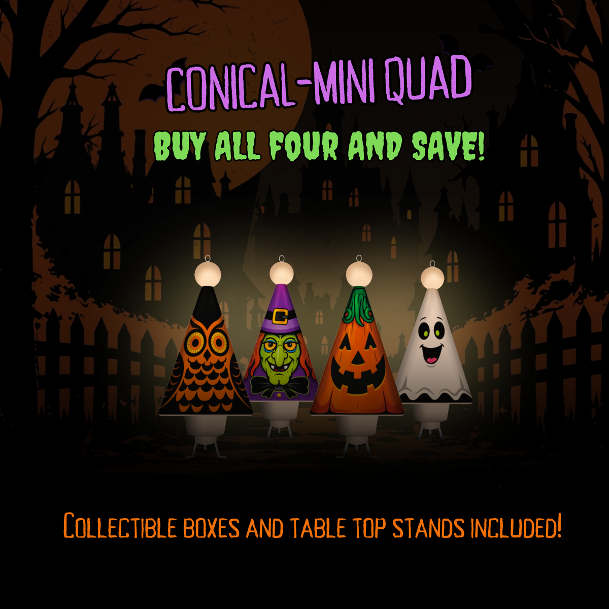 Halloween Conical-Mini Ornament QUAD